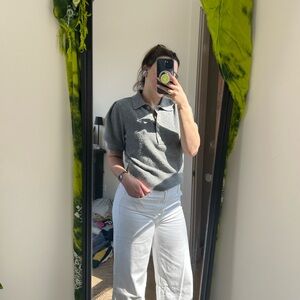 A New Day short sleeve collard sweater with small puff sleeve detail